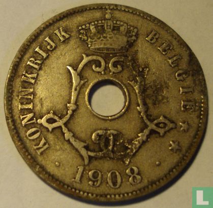Belgique 25 centimes 1908 (NLD) - Image 1