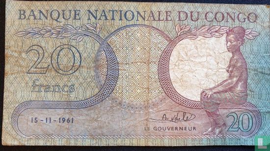 Congo 20 Francs 1961 - Image 1