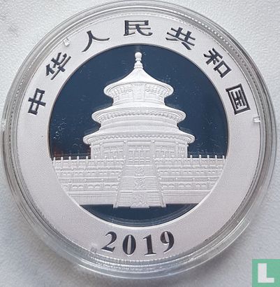 China 10 Yuan 2019 (Silber - ungefärbte) "Panda" - Bild 1