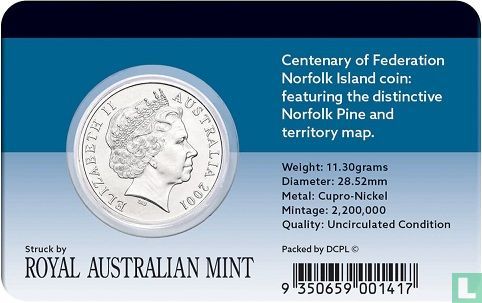 Australien 20 Cent 2001 "Centenary of Federation - Norfolk Island" - Bild 3