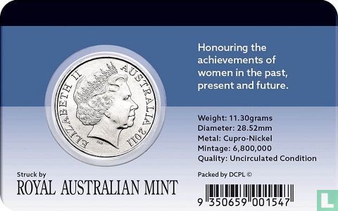 Australië 20 cents 2011 "Centenary of International Women's Day" - Afbeelding 3