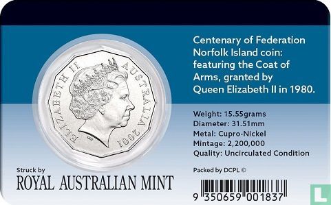 Australië 50 cents 2001 "Centenary of Federation - Norfolk Island" - Afbeelding 3