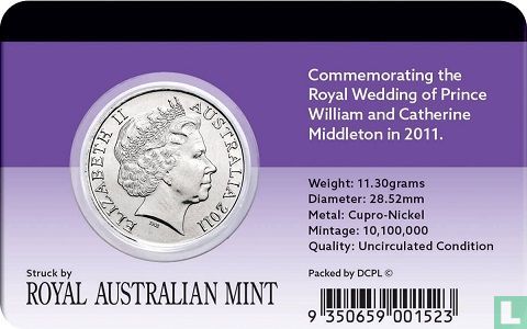Australië 20 cents 2011 "Wedding of Prince William and Catherine Middleton" - Afbeelding 3