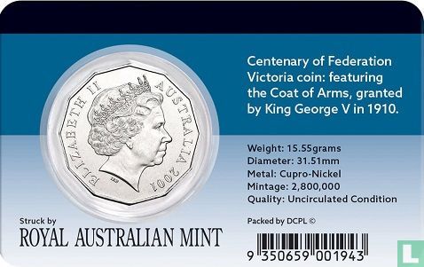 Australie 50 cents 2001 "Centenary of Federation - Victoria" - Image 3