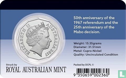 Australia 50 cents 2017 "50th anniversary of the 1967 referendum and the 25th anniversary of the Mabo decision" - Image 3