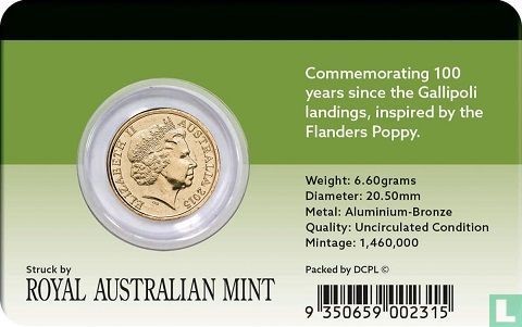 Australie 2 dollars 2015 "ANZAC Day of 2015 - Centenary of the Gallipoli Landing" - Image 3