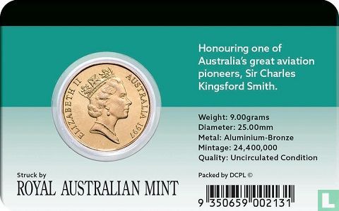 Australië 1 dollar 1997 "100th anniversary of the birth of Sir Charles Kingsford Smith - with his Fokker plane" - Afbeelding 3
