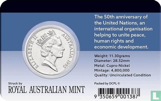 Australia 20 cents 1995 "50th anniversary of the United Nations" - Image 3