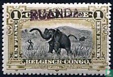 Landschappen en diversen Belgisch Congo 1915 - opdruk "Ruanda" - Type " Du Havre"