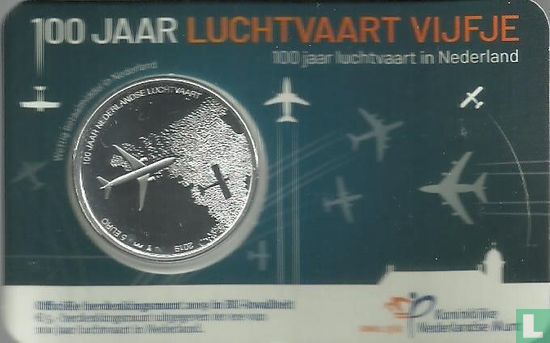 Netherlands 5 euro 2019 (coincard - BU) "100 years of aviation in the Netherlands" - Image 1