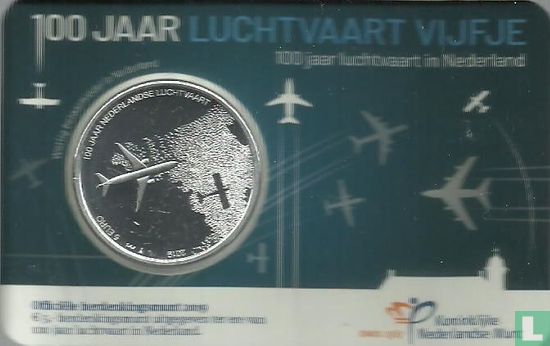 Netherlands 5 euro 2019 (coincard - UNC) "100 years of aviation in the Netherlands" - Image 1