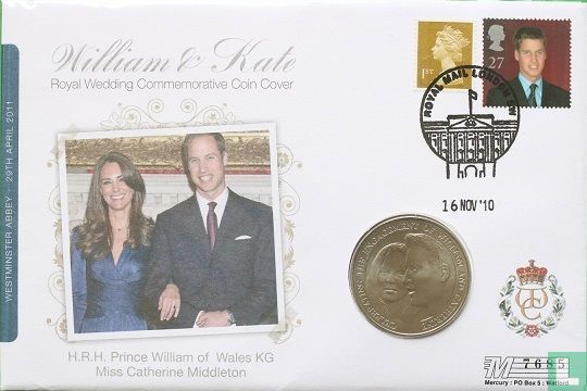 Alderney 5 pounds 2010 (Numisbrief) "Engagement of Prince William and Catherine Middleton" - Afbeelding 1