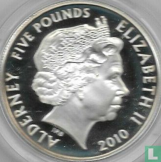 Alderney 5 pounds 2010 (PROOF - zilver) "Engagement of Prince William and Catherine Middleton" - Afbeelding 1