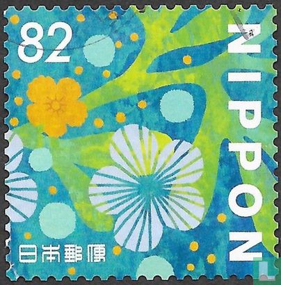 Greeting stamps flowers
