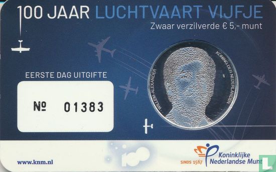 Niederlande 5 Euro 2019 (Coincard - erster Tag der Ausgabe) "100 years of aviation in the Netherlands" - Bild 2