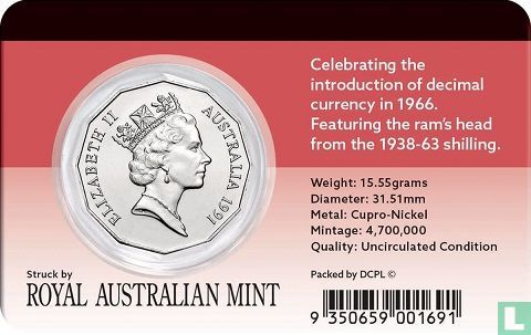Australia 50 cents 1991 "25th anniversary of decimal currency" - Image 3