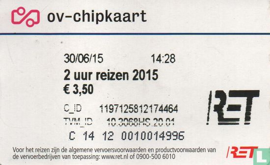 OV-Chipkaart RET 2 uur - Afbeelding 1