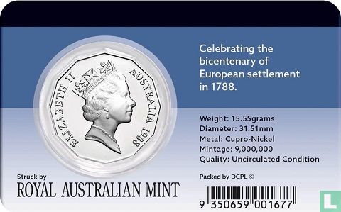 Australia 50 cents 1988 "Bicentenary of European settlement in Australia" - Image 3