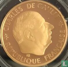Frankrijk 1 franc 1988 (PROOF - goud) "30th anniversary of the Fifth Republic" - Afbeelding 2