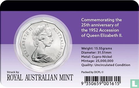 Australië 50 cents 1977 "25th anniversary of the Accession of Queen Elizabeth II" - Afbeelding 3