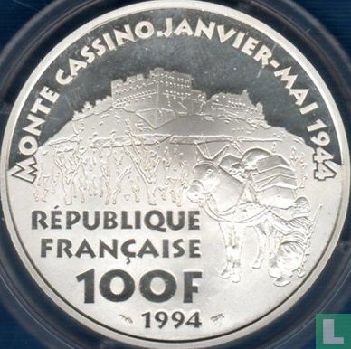 Frankrijk 100 francs 1994 (PROOF) "50th anniversary Battle of Monte Cassino" - Afbeelding 1
