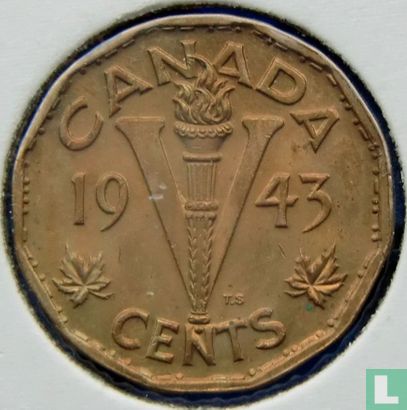 Canada 5 cents 1943 "Supporting the war effort" - Image 1