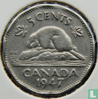 Canada 5 cents 1947 (rien après l'année) - Image 1