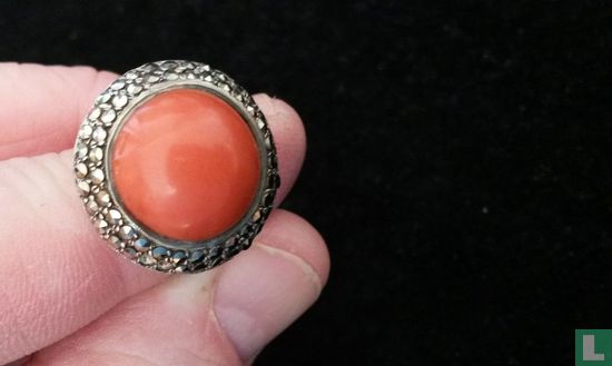 Zilveren ring met rode koraal - Image 2