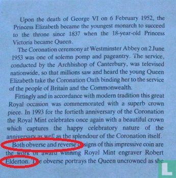 Verenigd Koninkrijk 5 pounds 1993 "40th anniversary Coronation of Queen Elizabeth II" - Afbeelding 3