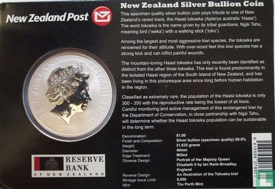 Neuseeland 1 Dollar 2008 (Folder) "Kiwi" - Bild 2