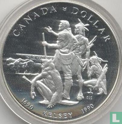 Canada 1 dollar 1990 "300th anniversary of Henry Kelsey's exploration of the Canadian Prairies" - Afbeelding 1