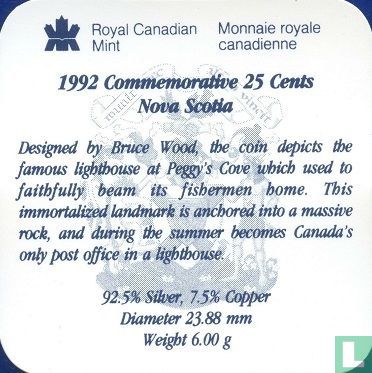 Canada 25 cents 1992 (PROOF) "125th anniversary of the Canadian Confederation - Nova Scotia" - Afbeelding 3