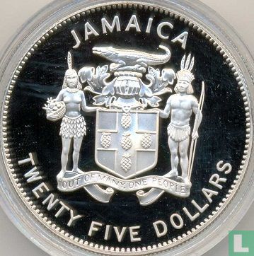 Jamaica 25 dollars 1995 (PROOF) "50th anniversary of the United Nations" - Image 2