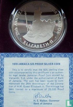 Jamaica 25 dollars 1978 (PROOF) "25th anniversary Coronation of Queen Elizabeth II" - Afbeelding 3