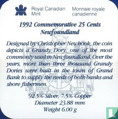 Canada 25 cents 1992 (PROOF) "125th anniversary of the Canadian Confederation - Newfoundland" - Afbeelding 3