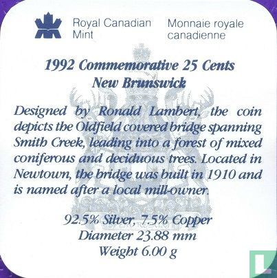 Canada 25 cents 1992 (PROOF) "125th anniversary of the Canadian Confederation - New Brunswick" - Afbeelding 3