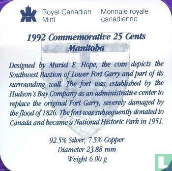Canada 25 cents 1992 (PROOF) "125th anniversary of the Canadian Confederation - Manitoba" - Afbeelding 3