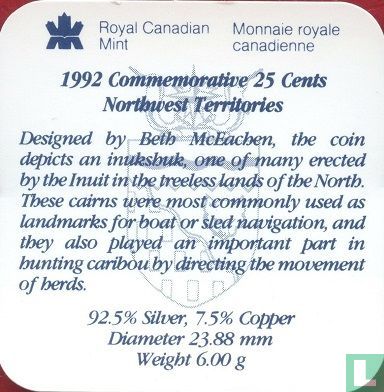 Canada 25 cents 1992 (PROOF) "125th anniversary of the Canadian Confederation - Northwest Territories" - Afbeelding 3