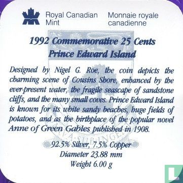 Canada 25 cents 1992 (PROOF) "125th anniversary of the Canadian Confederation - Prince Edward Island" - Image 3