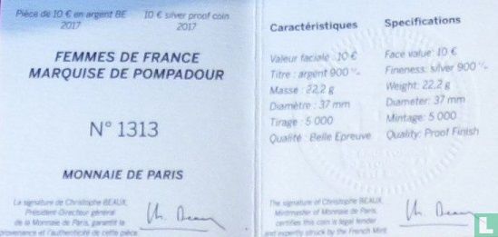 Frankrijk 10 euro 2017 (PROOF) "Marquise de Pompadour" - Afbeelding 3