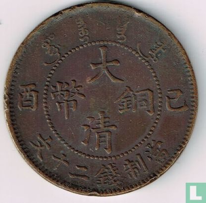 Chine 20 cash 1909 (5 waves below dragon) - Image 1