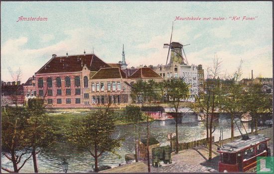 Amsterdam   Mauritskade met molen: “Het Funen”
