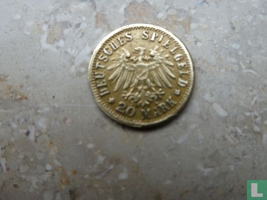 Spielgeld Wilhelm II 20 Mark - Afbeelding 2
