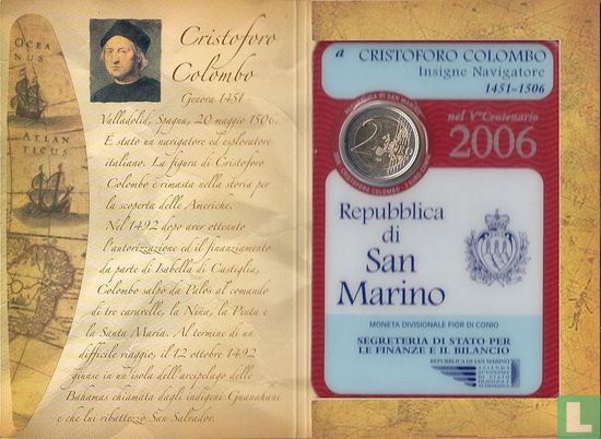 San Marino 2 euro 2006 (folder) "500th anniversary of the death of Christopher Columbus" - Image 2