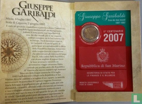 San Marino 2 Euro 2007 (Folder) "200th anniversary of the birth of Giuseppe Garibaldi" - Bild 2