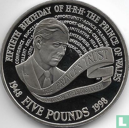 Royaume-Uni 5 pounds 1998 (BE - argent) "50th birthday of Prince Charles" - Image 2