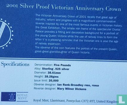 Verenigd Koninkrijk 5 pounds 2001 (PROOF - zilver) "Centenary of the death of Queen Victoria" - Afbeelding 3