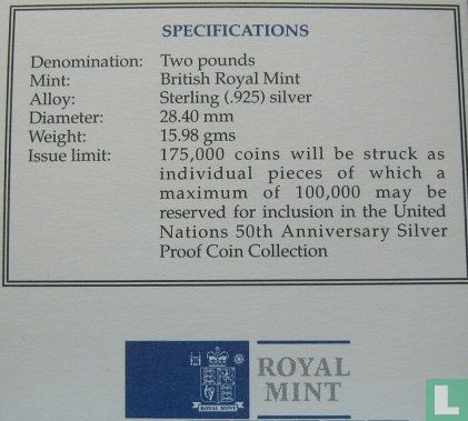 United Kingdom 2 pounds 1995 (PROOF - silver) "50 years Creation of the United Nations" - Image 3