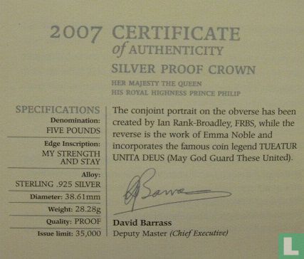 Verenigd Koninkrijk 5 pounds 2007 (PROOF - zilver) "60th Wedding Anniversary of Queen Elizabeth II and Prince Philip" - Afbeelding 3