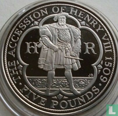 Verenigd Koninkrijk 5 pounds 2009 (PROOF - zilver) "500th anniversary Accession of Henry VIII" - Afbeelding 2